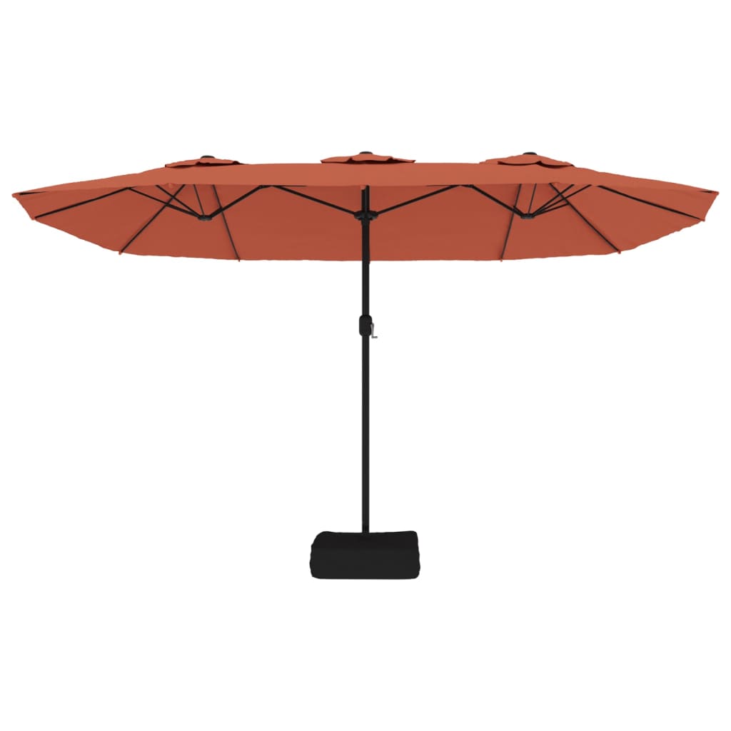 Parasol double avec lumières LED terre cuite rouge 449x245 cm