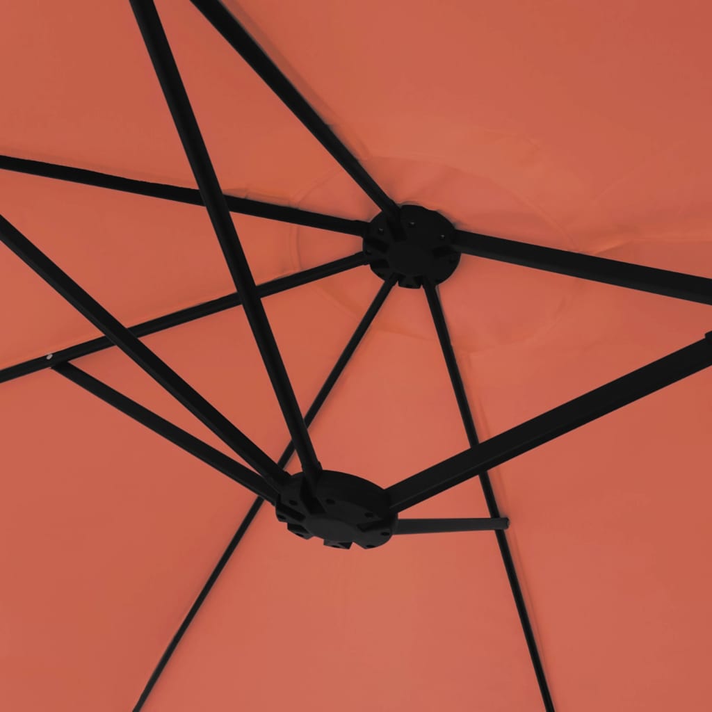 Parasol double avec lumières LED terre cuite rouge 449x245 cm