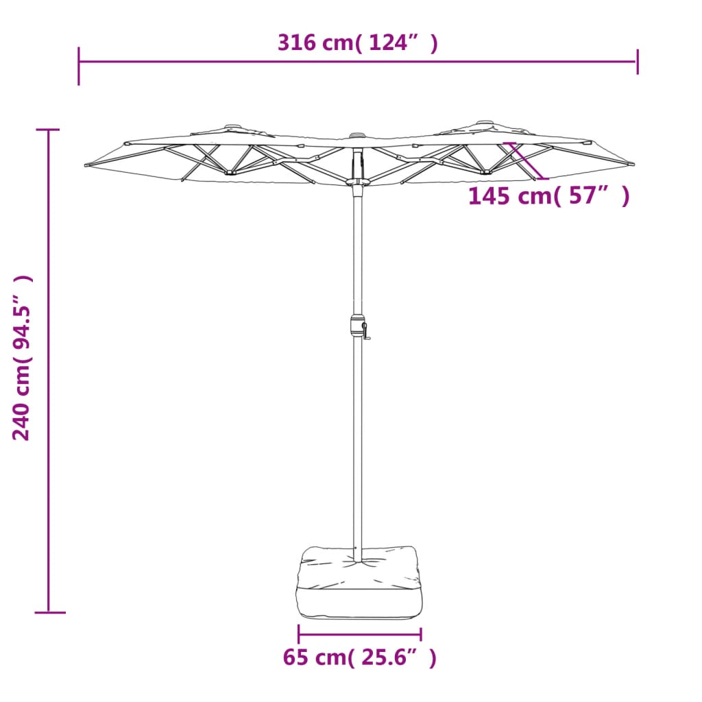 Parasol double sable blanc 316x240 cm