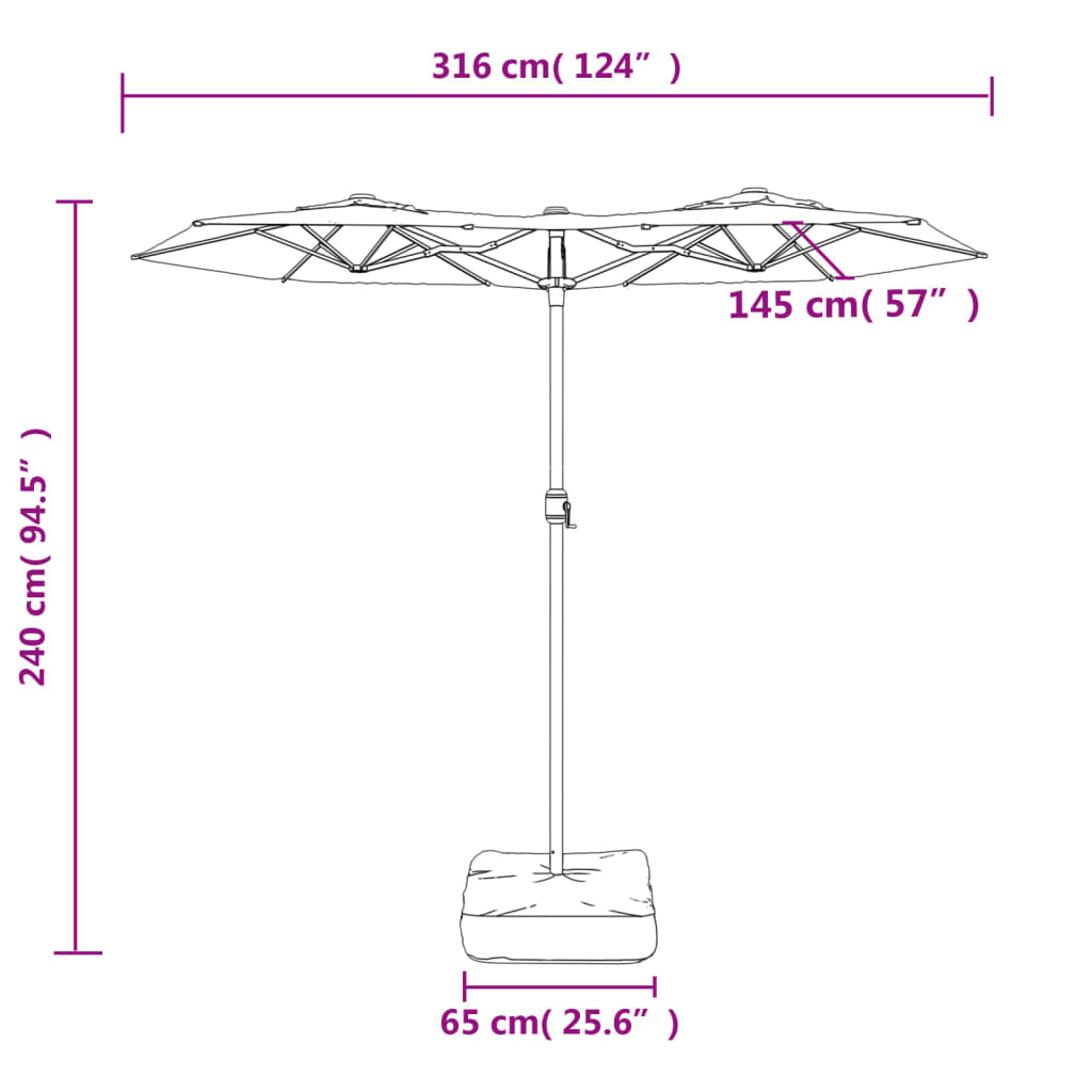 Parasol double vert 316x240 cm