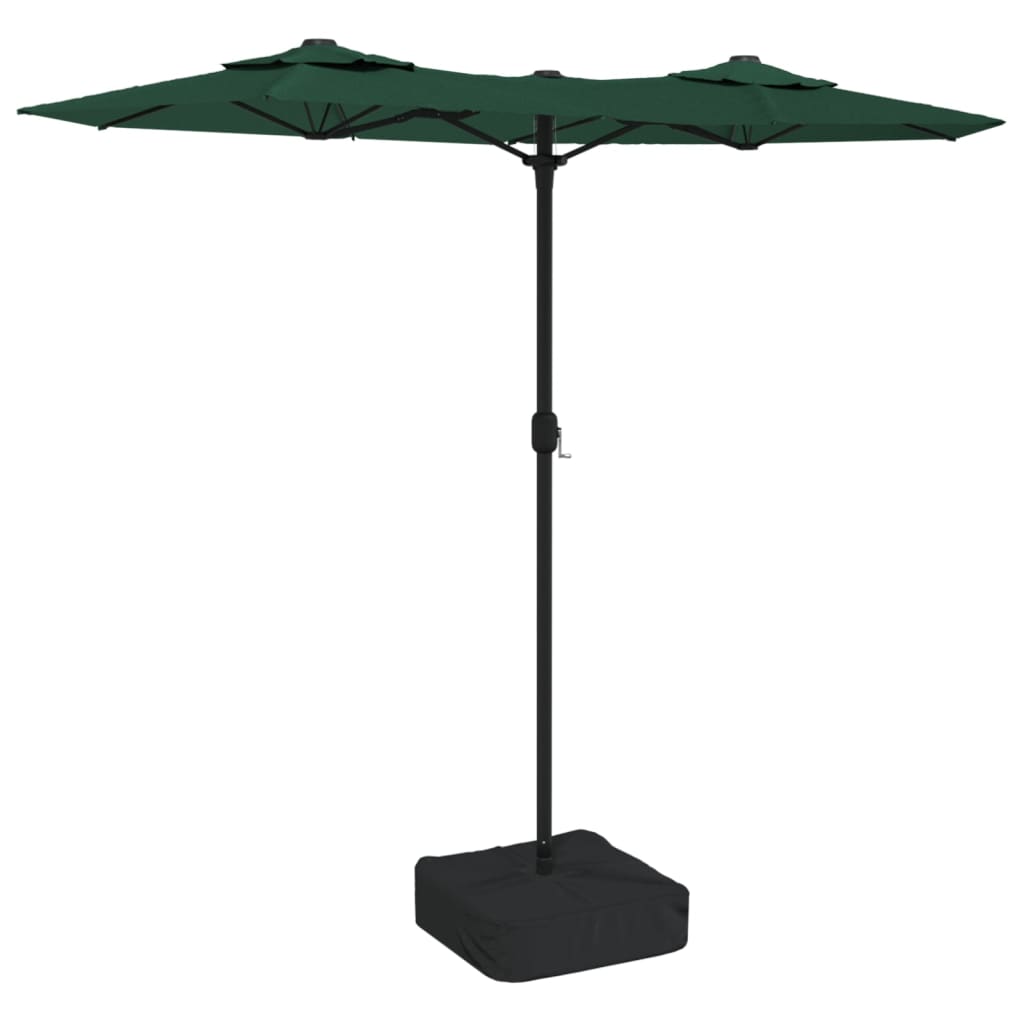 Parasol double avec lumières LED vert 316x240 cm