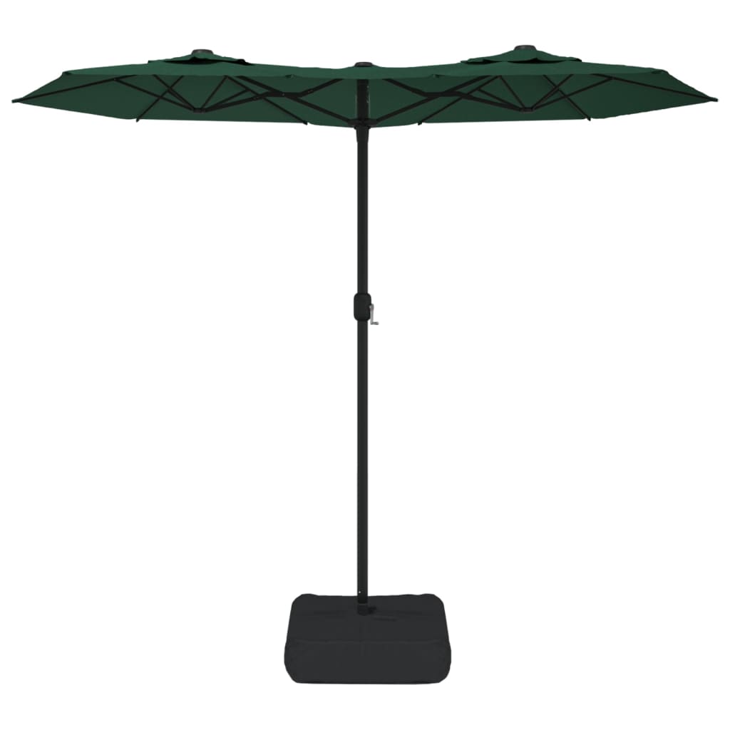 Parasol double avec lumières LED vert 316x240 cm