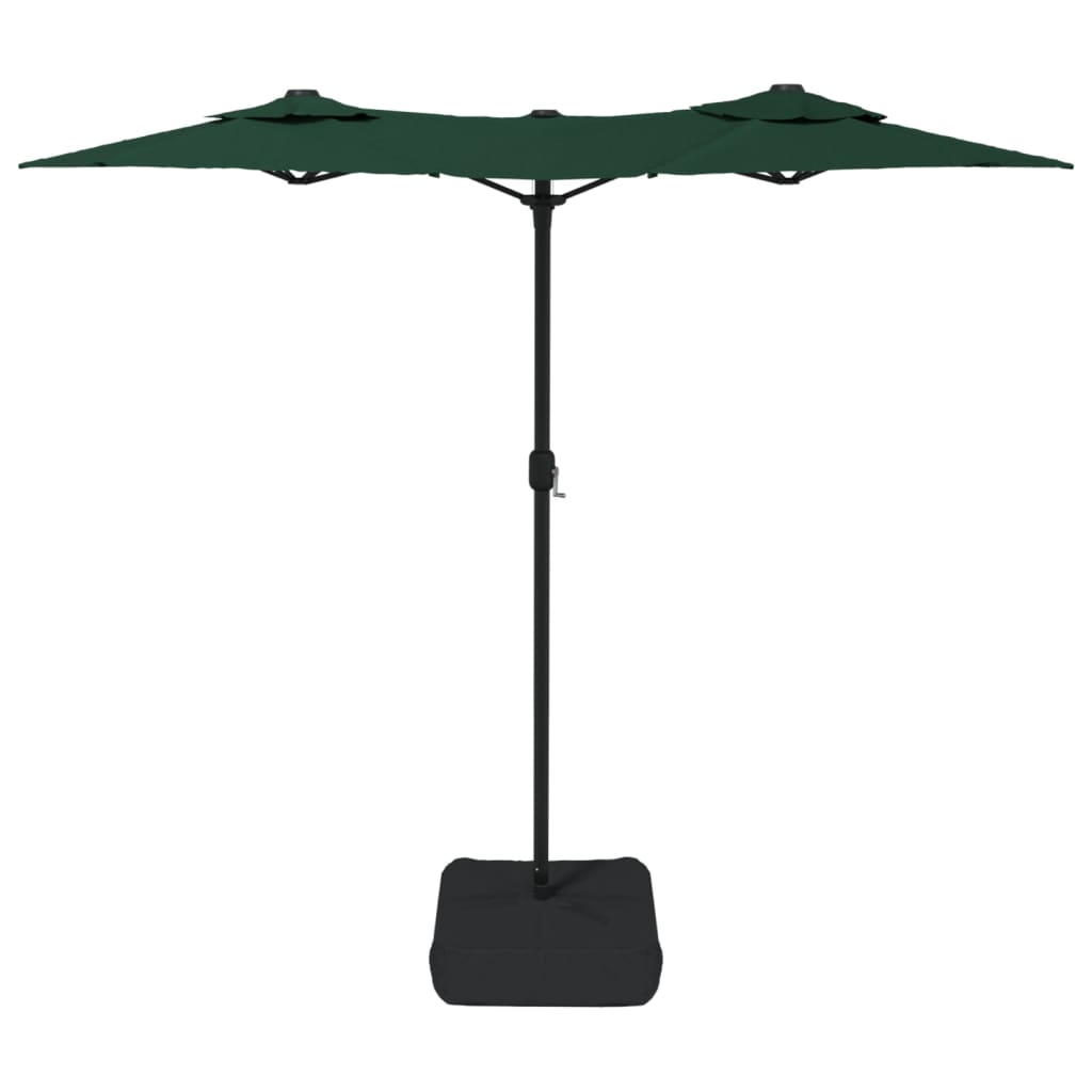 Parasol double avec lumières LED vert 316x240 cm