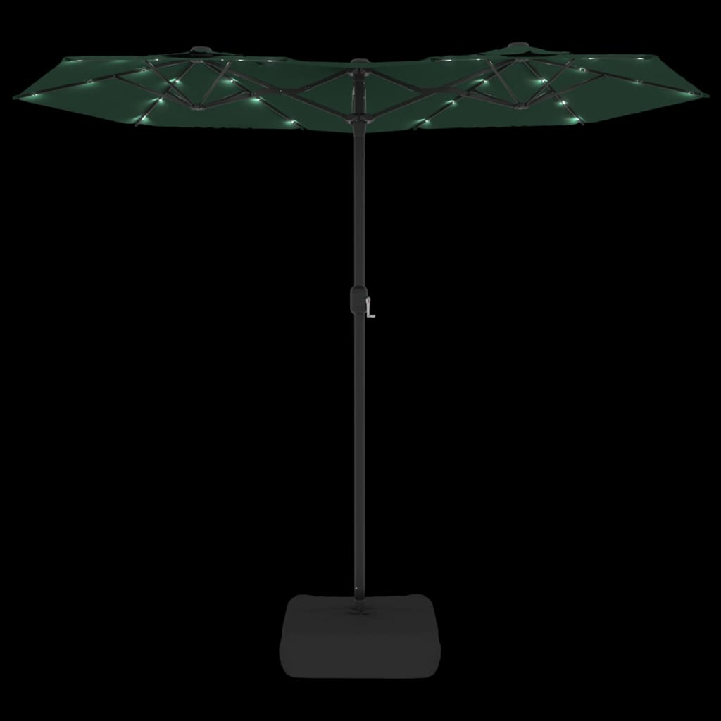 Parasol double avec lumières LED vert 316x240 cm