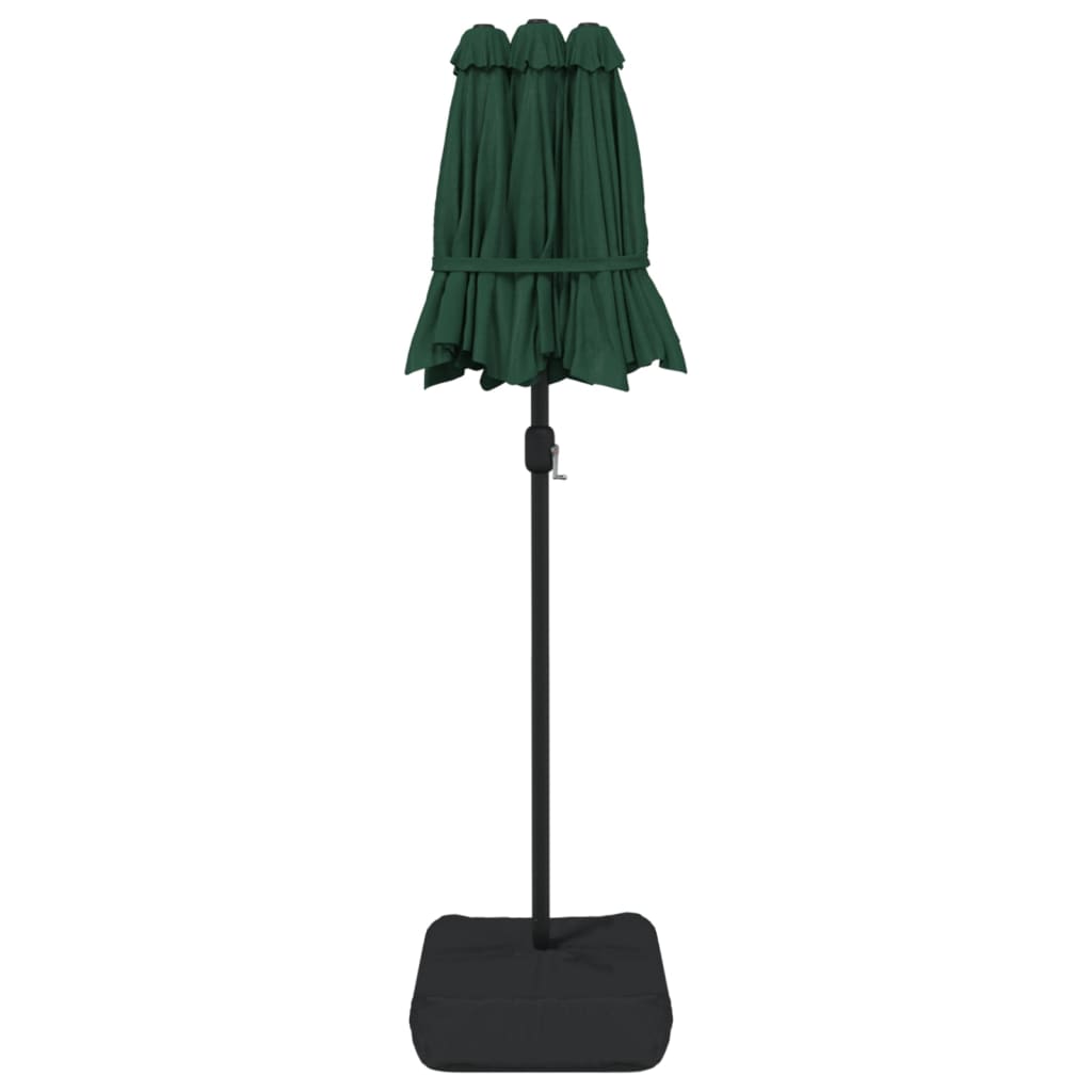 Parasol double avec lumières LED vert 316x240 cm