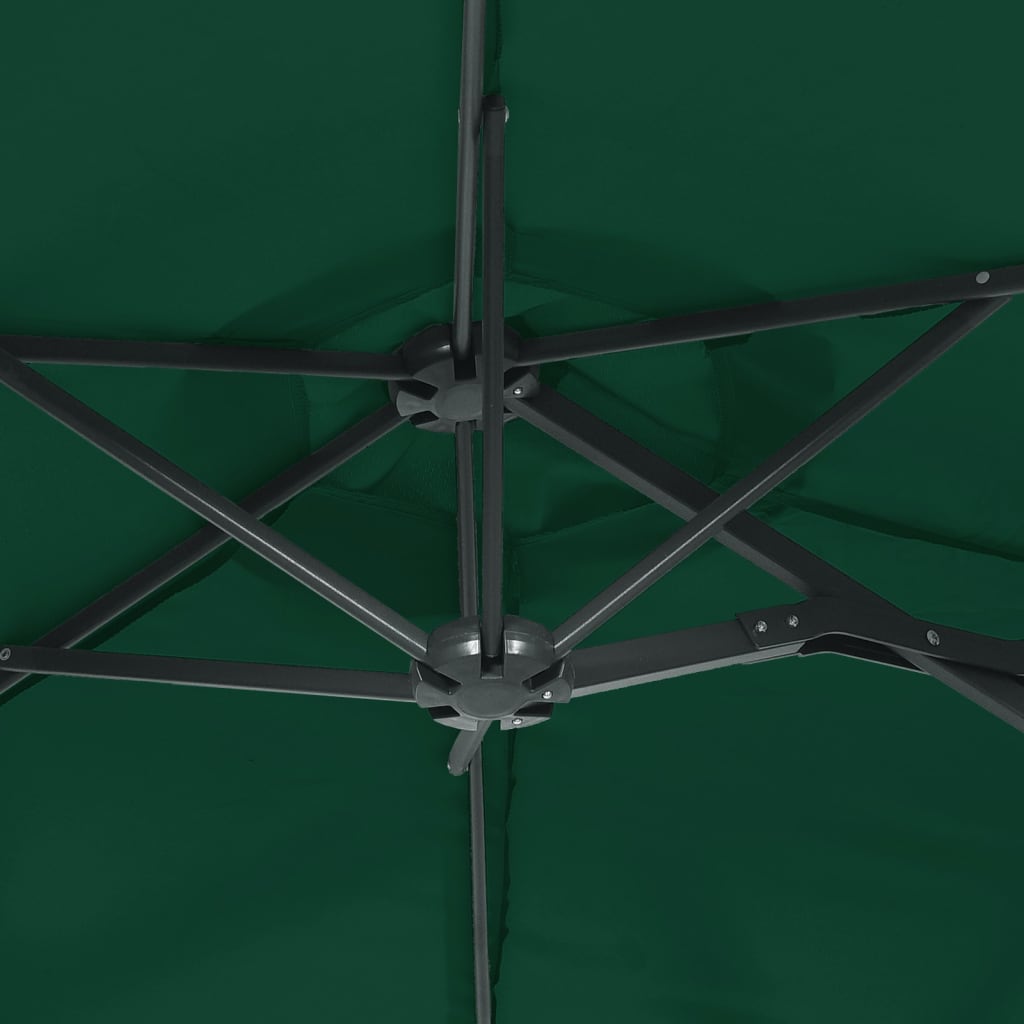 Parasol double avec lumières LED vert 316x240 cm