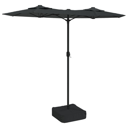 Doppel-Sonnenschirm mit LED-Leuchten Anthrazit 316x145 cm