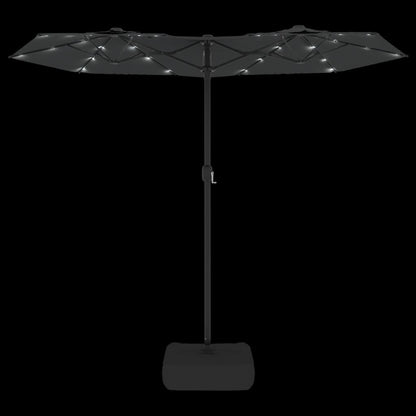 Doppel-Sonnenschirm mit LED-Leuchten Anthrazit 316x145 cm