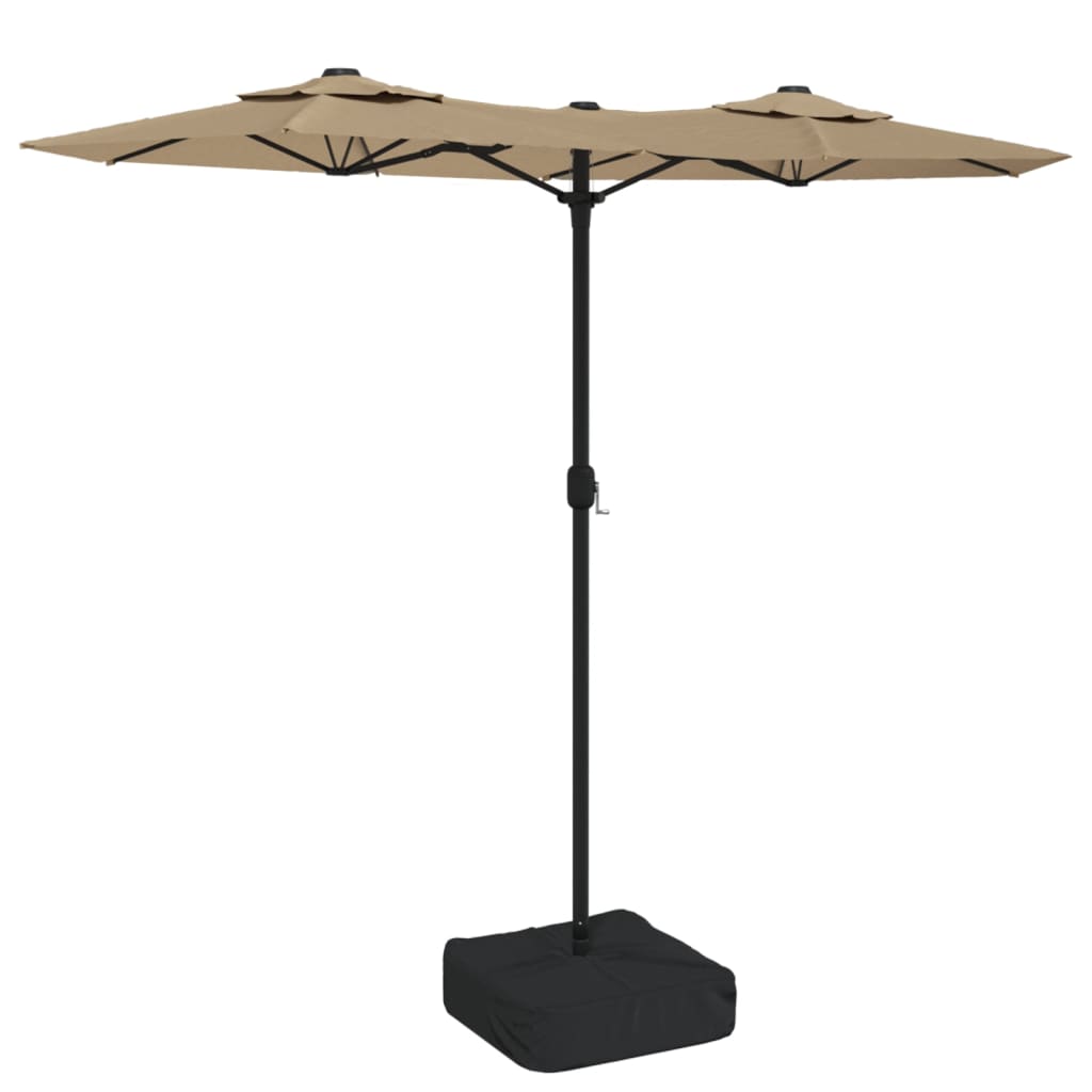 Parasol double avec lumières LED taupe 316x240 cm