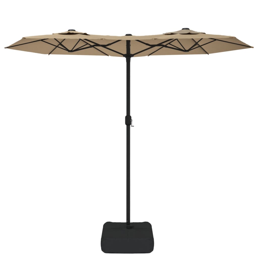 Parasol double avec lumières LED taupe 316x240 cm