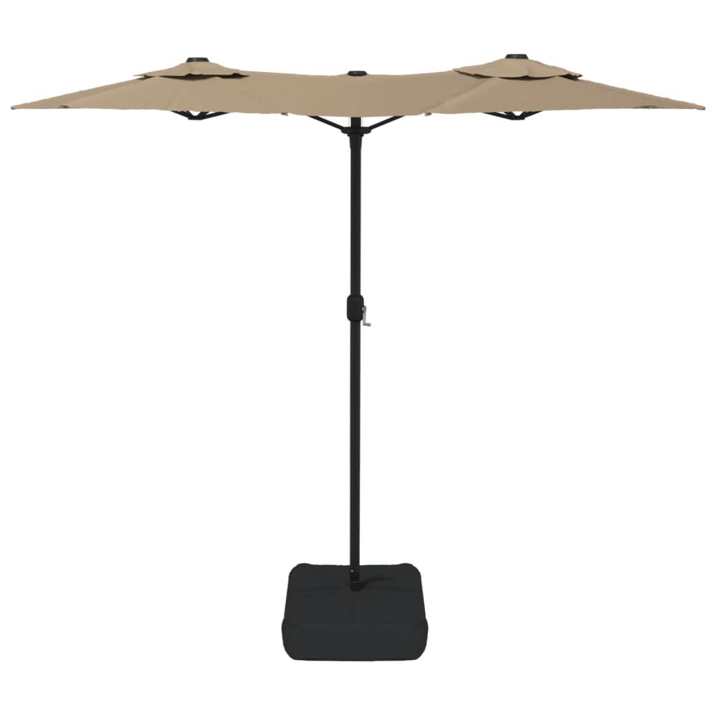 Parasol double avec lumières LED taupe 316x240 cm