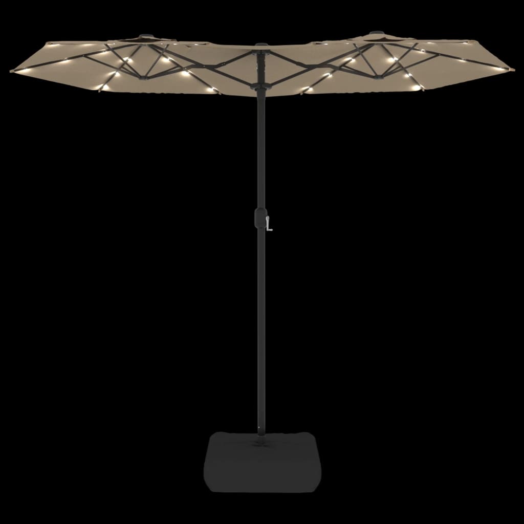 Parasol double avec lumières LED taupe 316x240 cm