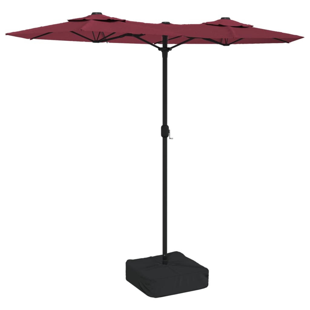 Parasol double avec lumières LED Rouge Bordeaux 316x240 cm