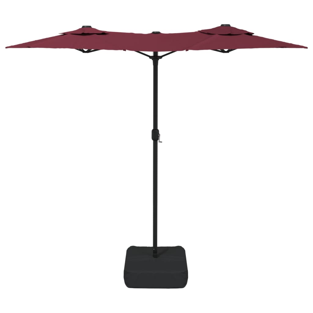 Parasol double avec lumières LED Rouge Bordeaux 316x240 cm