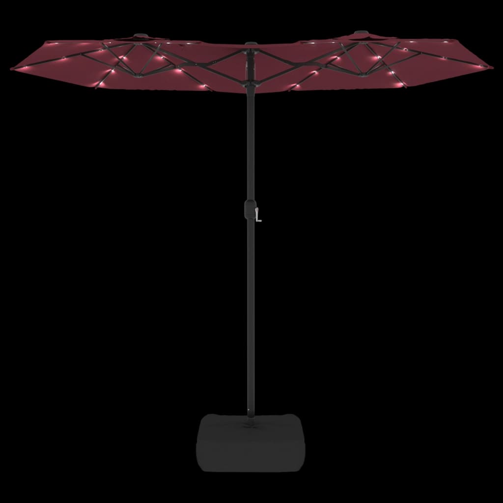 Parasol double avec lumières LED Rouge Bordeaux 316x240 cm