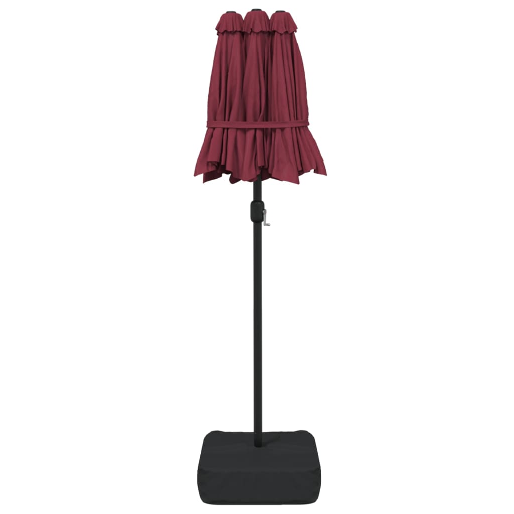 Parasol double avec lumières LED Rouge Bordeaux 316x240 cm