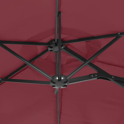 Doppel-Sonnenschirm mit LED-Leuchten Bordeauxrot 316x145 cm