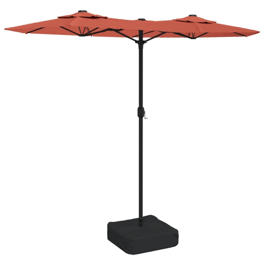 Parasol double avec lumières LED terre cuite rouge 316x240 cm