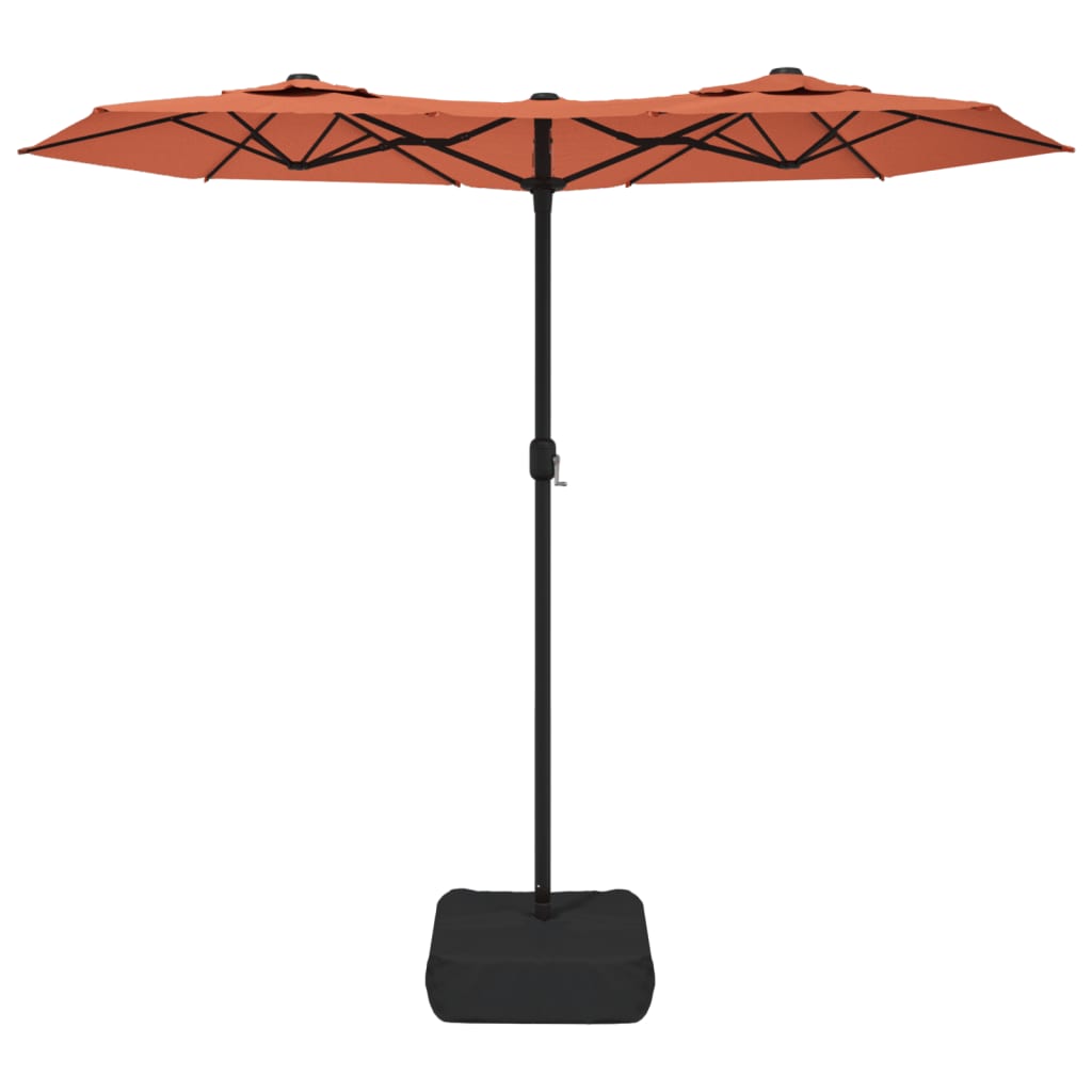 Parasol double avec lumières LED terre cuite rouge 316x240 cm