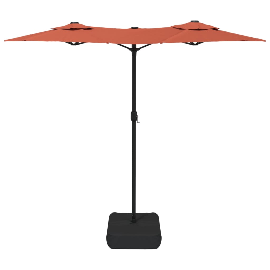 Parasol double avec lumières LED terre cuite rouge 316x240 cm