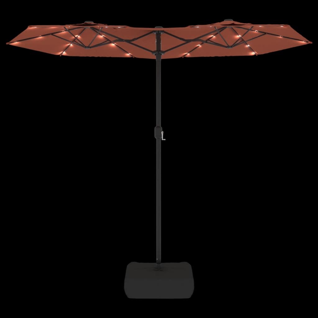 Parasol double avec lumières LED terre cuite rouge 316x240 cm