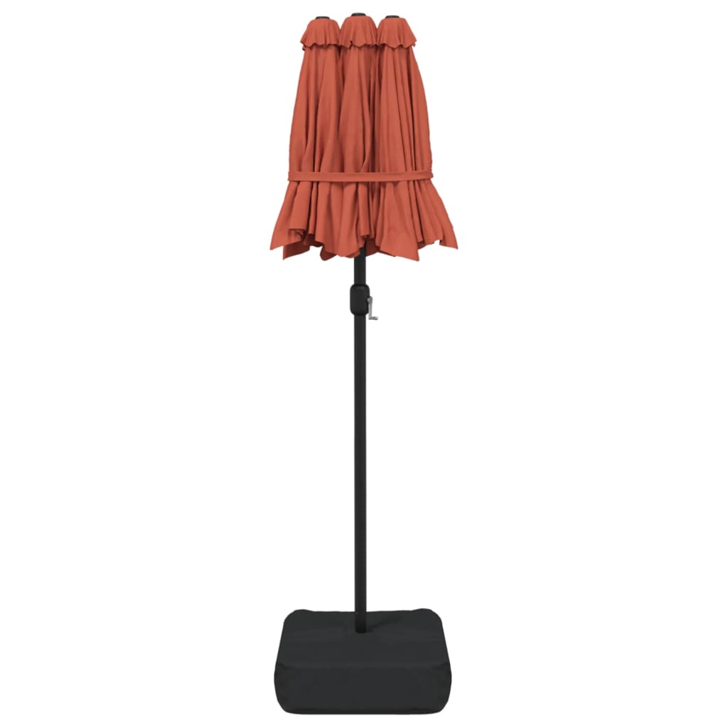 Parasol double avec lumières LED terre cuite rouge 316x240 cm