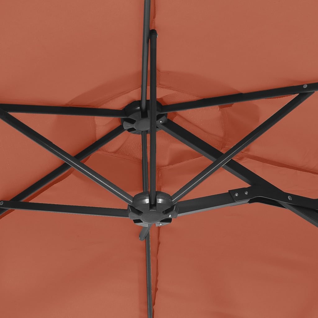 Parasol double avec lumières LED terre cuite rouge 316x240 cm