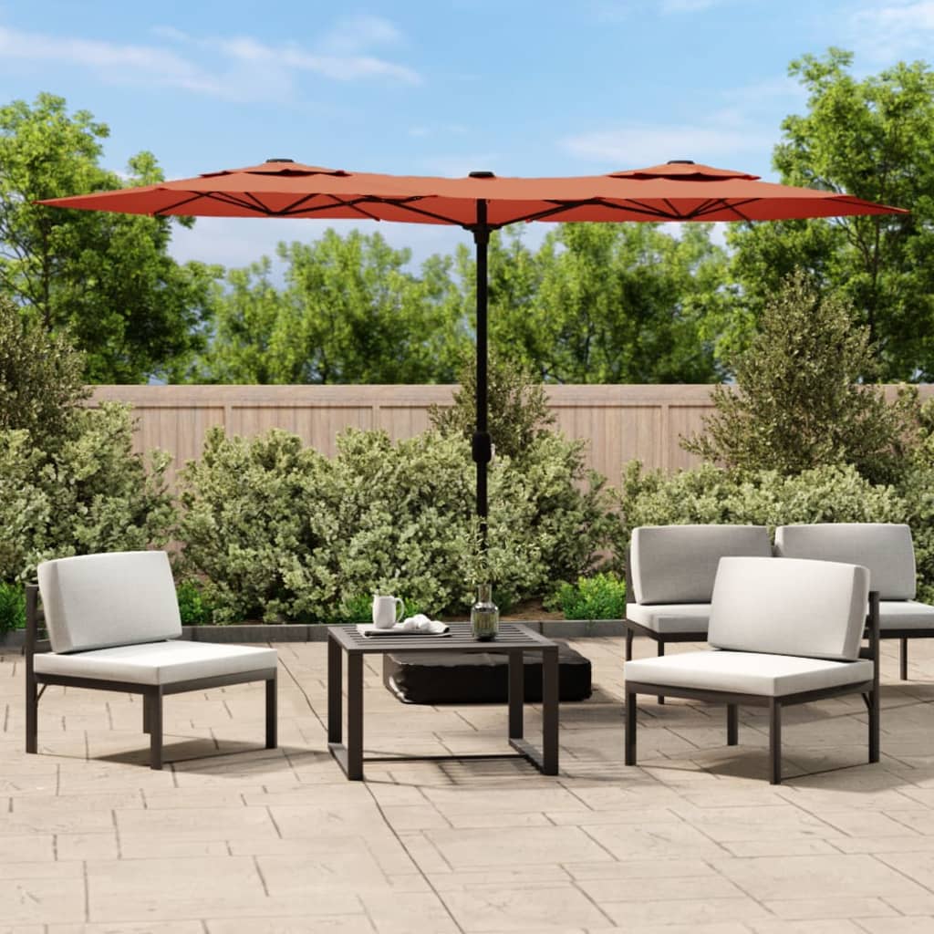 Parasol double avec lumières LED terre cuite rouge 316x240 cm