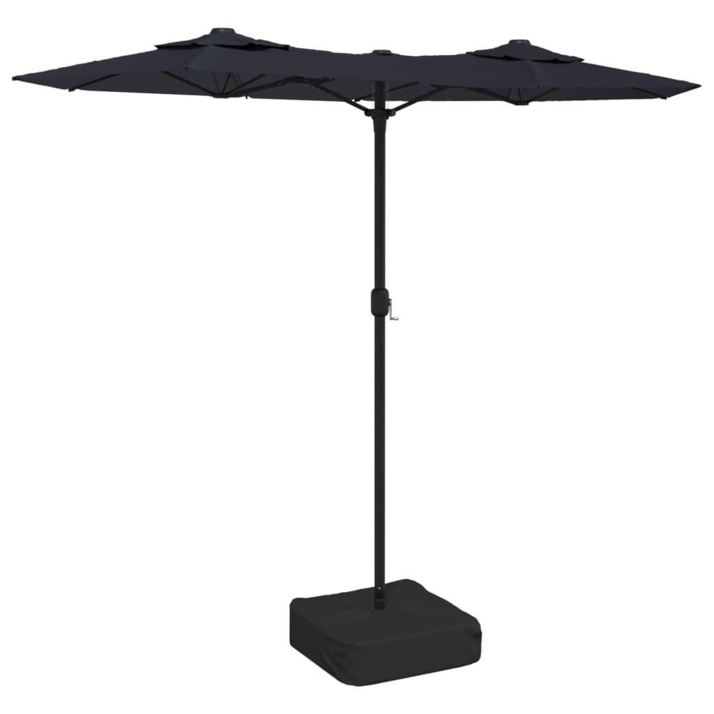 Parasol double à LED noir 316x240 cm