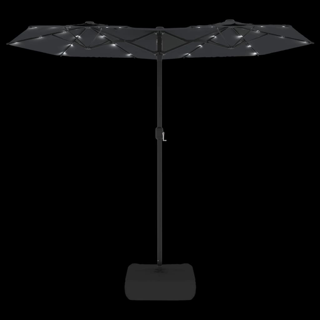 Parasol double à LED noir 316x240 cm