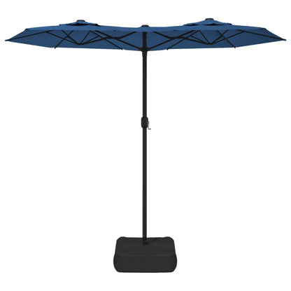 Doppel-Sonnenschirm mit LED-Leuchten Azurblau 316x145 cm