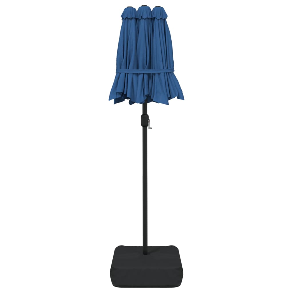 Parasol double avec lumières LED bleu azur 316x240 cm