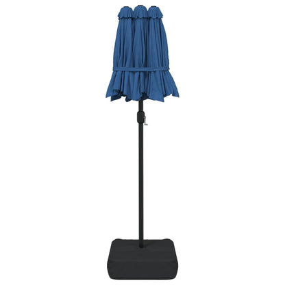 Doppel-Sonnenschirm mit LED-Leuchten Azurblau 316x145 cm