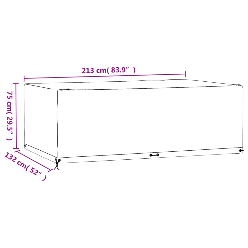 Gartenmöbel-Abdeckung 12 Ösen 213x132x75 cm Rechteckig