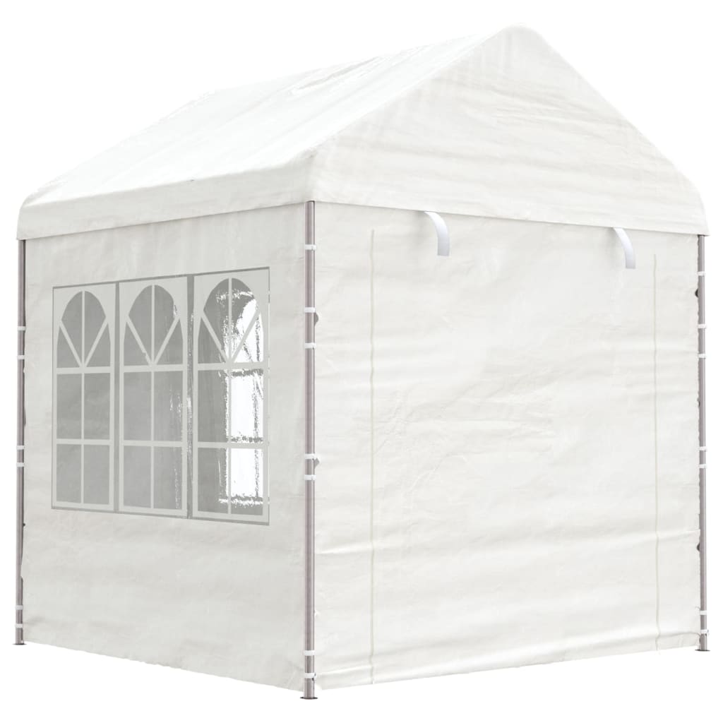Pavillon mit Dach Weiß 4,46x2,28x2,69 m Polyethylen