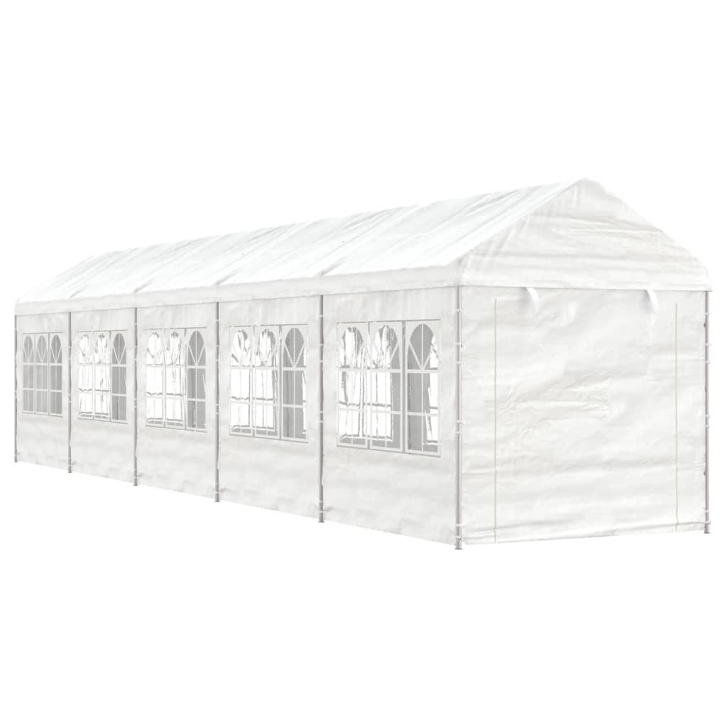 Pavillon mit Dach Weiß 11,15x2,28x2,69 m Polyethylen