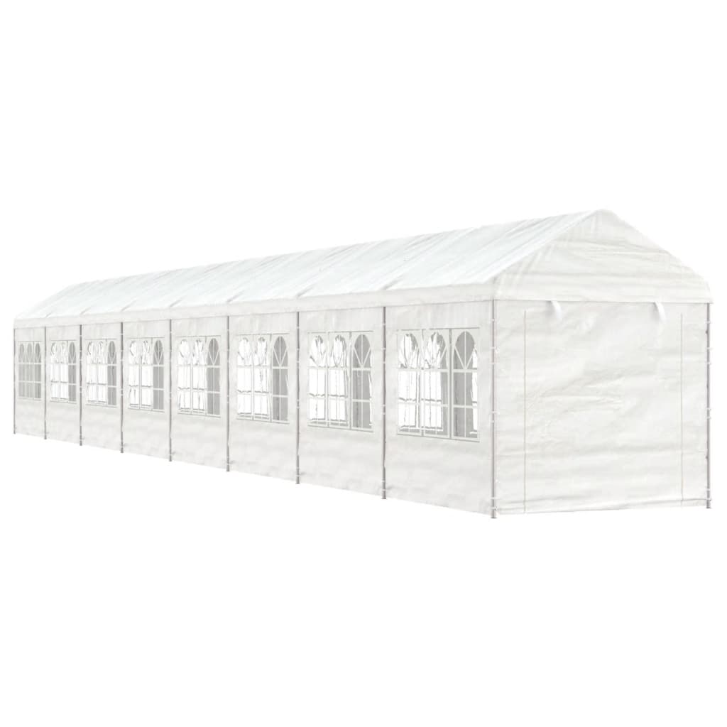 Pavillon mit Dach Weiß 17,84x2,28x2,69 m Polyethylen