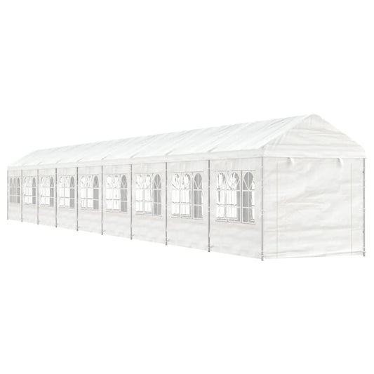 Pavillon mit Dach Weiß 20,07x2,28x2,69 m Polyethylen