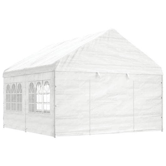 Pavillon avec toit blanc 4,46x4,08x3,22 m en polyéthylène