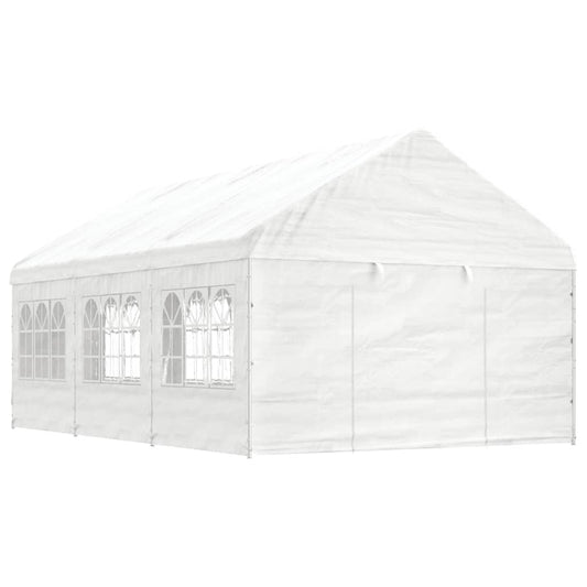 Pavillon avec toit blanc 6,69 x 4,08 x 3,22 m en polyéthylène