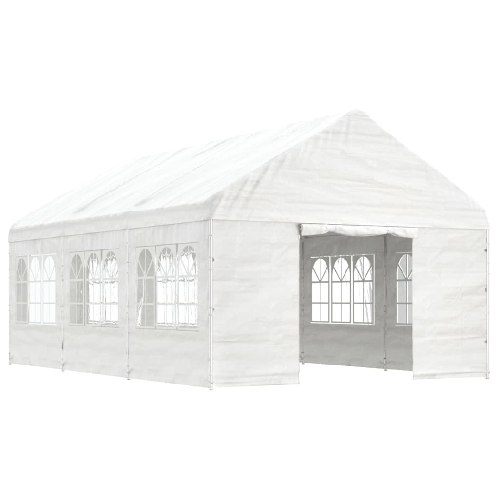 Pavillon avec toit blanc 6,69 x 4,08 x 3,22 m en polyéthylène