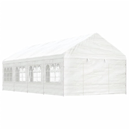 Pavillon avec toit blanc 8,92x4,08x3,22 m en polyéthylène