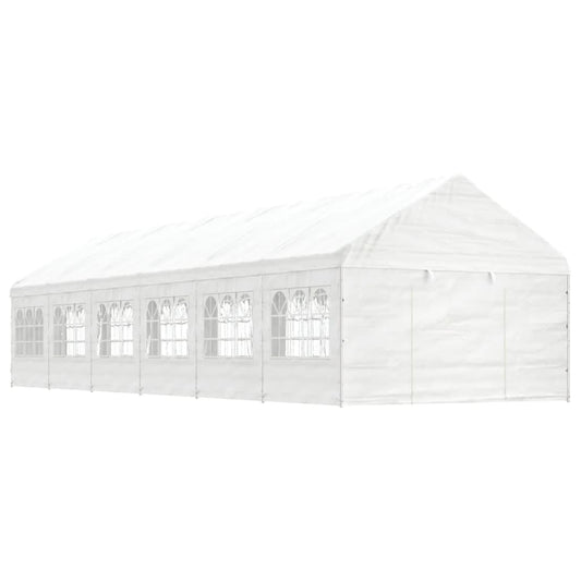 Pavillon mit Dach Weiß 13,38x4,08x3,22 m Polyethylen