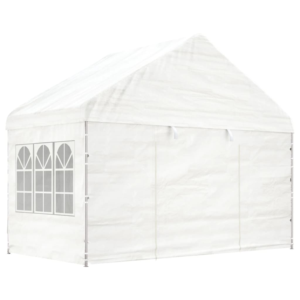 Pavillon mit Dach Weiß 15,61x4,08x3,22 m Polyethylen