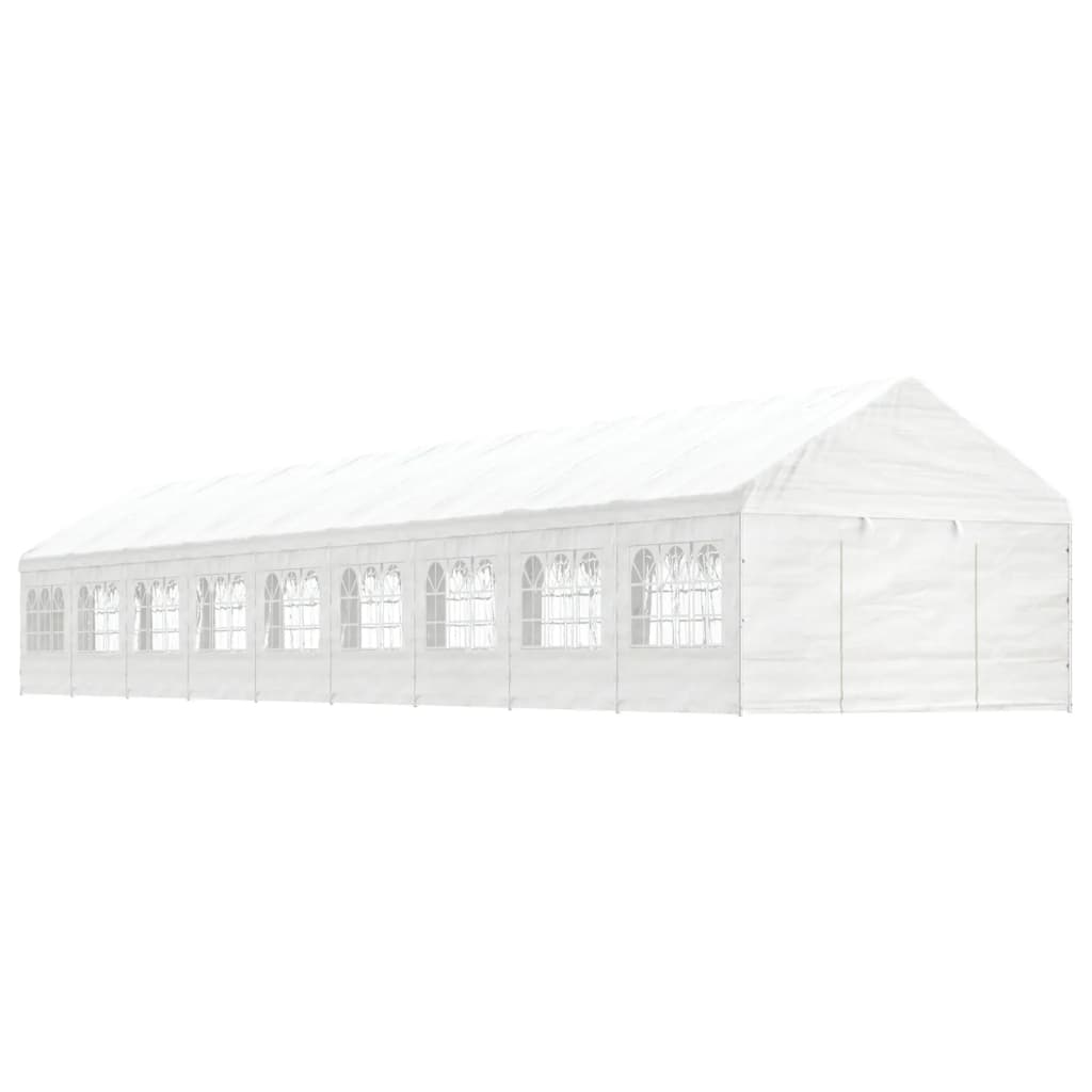Pavillon avec toit blanc 20,07x4,08x3,22 m en polyéthylène