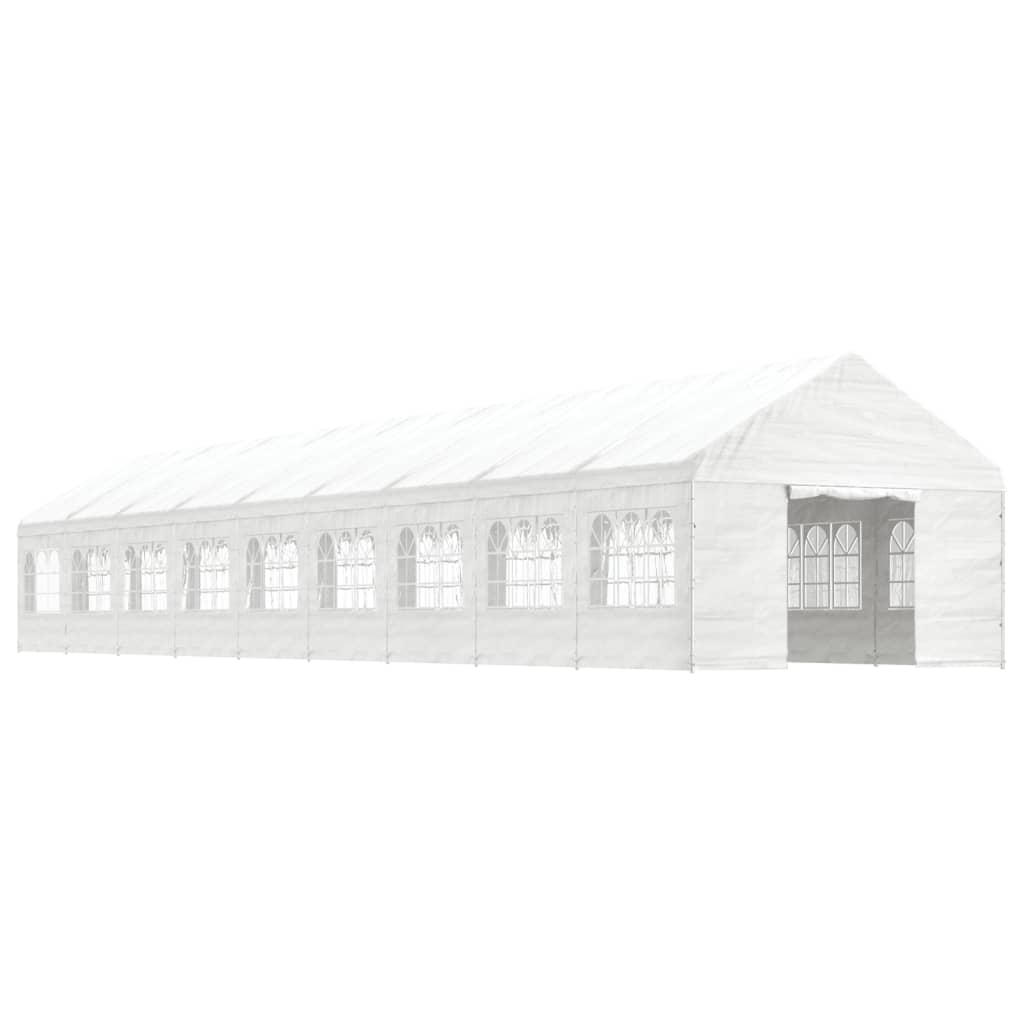 Pavillon avec toit blanc 20,07x4,08x3,22 m en polyéthylène