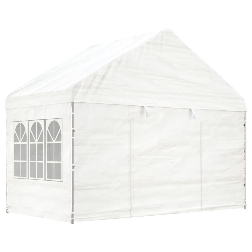 Pavillon avec toit blanc 20,07x4,08x3,22 m en polyéthylène