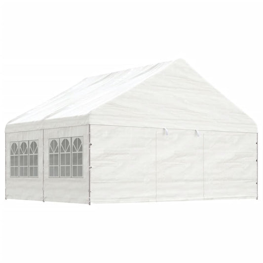 Pavillon avec toit blanc 4,46x5,88x3,75 m en polyéthylène