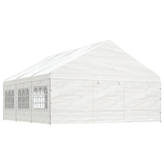 Pavillon avec toit blanc 6,69x5,88x3,75 m en polyéthylène