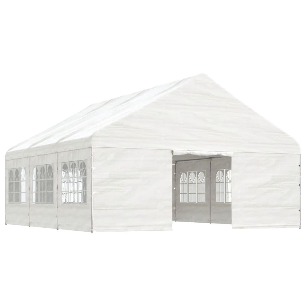 Pavillon mit Dach Weiß 6,69x5,88x3,75 m Polyethylen